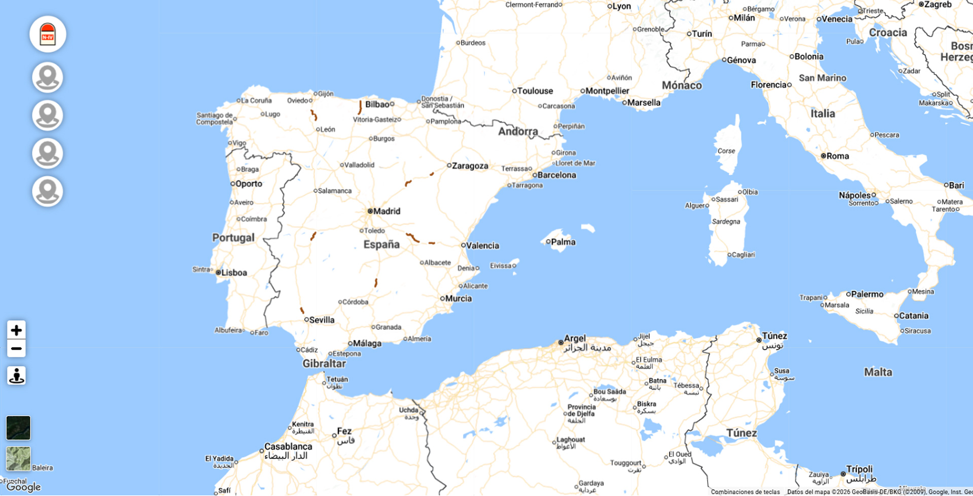 Mapa Carreteras Hist�ricas